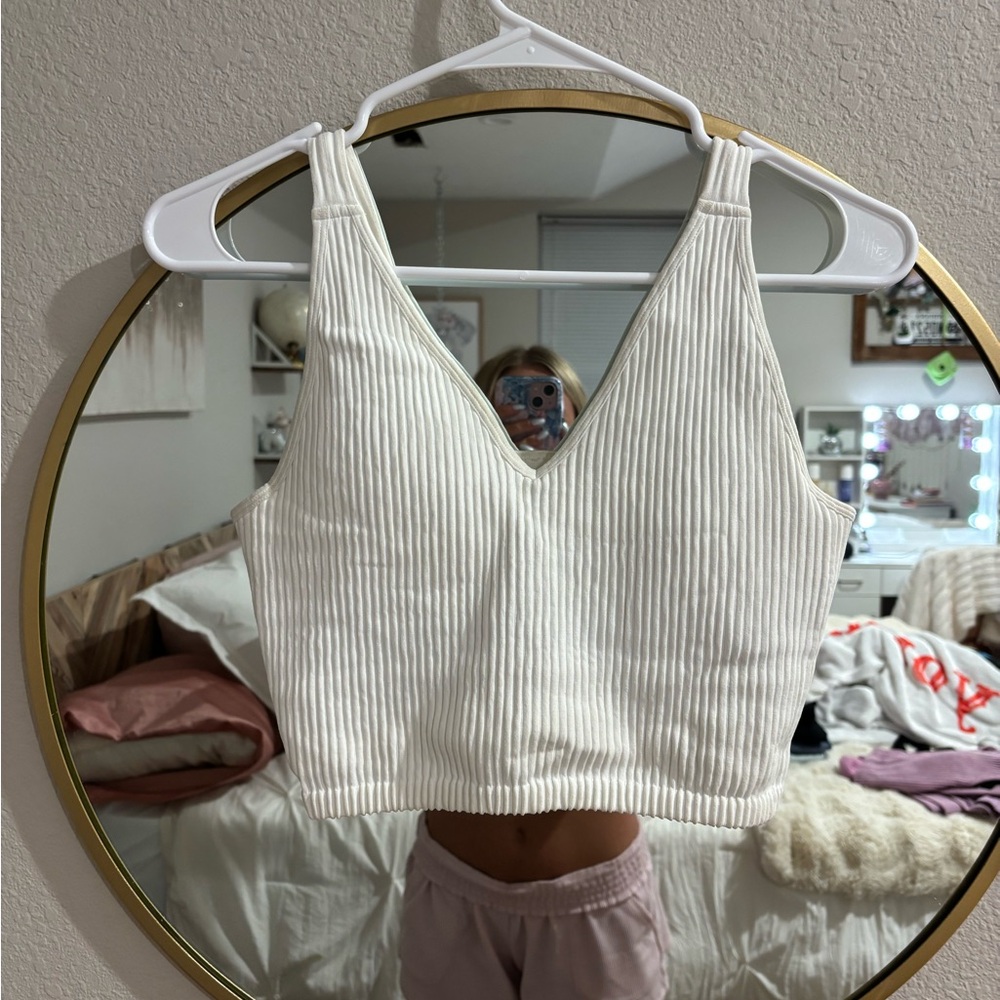 White Ribbed Women's Top
